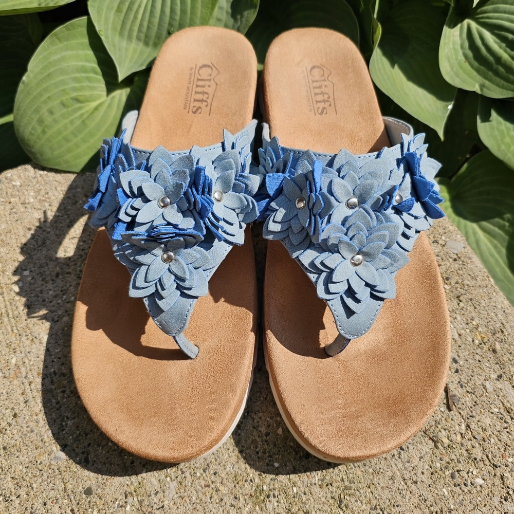 Cliffs By White Mountain Blue Floral Sandals